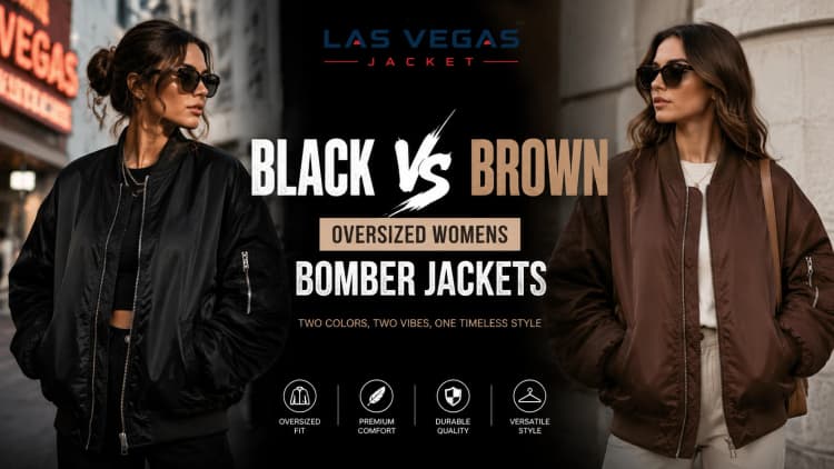 Black vs Brown Oversized Womens Bomber Jackets – Las Vegas Jacket